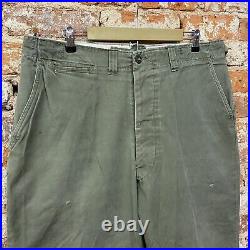 Vintage 50s OD Field Trousers Cotton Korean War US Army Military Pants Sz 38