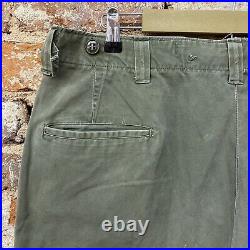 Vintage 50s OD Field Trousers Cotton Korean War US Army Military Pants Sz 38