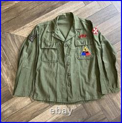 Vintage 50s OG 107 Top 5th Armored Division Korea Bullion Medium Patched 1st Pat