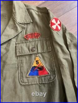 Vintage 50s OG 107 Top 5th Armored Division Korea Bullion Medium Patched 1st Pat