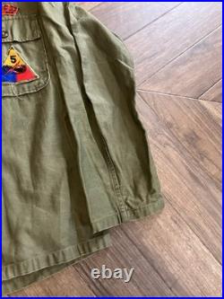 Vintage 50s OG 107 Top 5th Armored Division Korea Bullion Medium Patched 1st Pat
