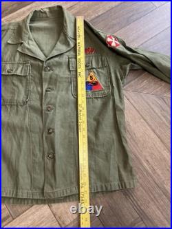 Vintage 50s OG 107 Top 5th Armored Division Korea Bullion Medium Patched 1st Pat