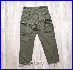 Vintage 50s Ripstop Military Cargo Pants US Army Korean War 36X29 Button Fly