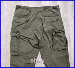 Vintage 50s Ripstop Military Cargo Pants US Army Korean War 36X29 Button Fly