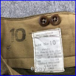 Vintage British Army Battledress Trousers Size 10 1949 Pattern 1952 Khaki Wool