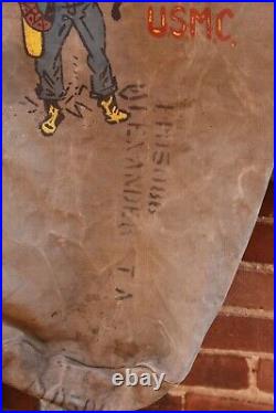 Vintage Canvas Military Bag Korean War US Marine Soldier 1951 Sea Bag Original
