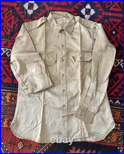 Vintage Deadstock 40s Korean War USMC Dated 1948 Cotton Khaki Shirt NOS Tags XXL