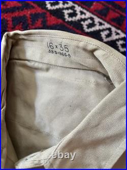 Vintage Deadstock 40s Korean War USMC Dated 1948 Cotton Khaki Shirt NOS Tags XXL