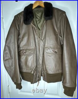 Vintage G-1 Leather Flight Jacket Korean War USN Read Description