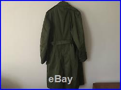 Vintage Green Cotton Overcoat With Removable Wool Liner US Army OD 7 Korean War