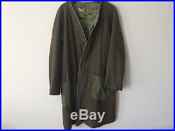 Vintage Green Cotton Overcoat With Removable Wool Liner US Army OD 7 Korean War
