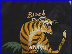 Vintage Korea Black Satin Embroidered Tiger Jacket Size Medium Korean War Era