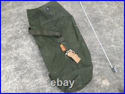 Vintage Korean Vietnam War Seabees Navy Military Army Green Duffle Bag Painting