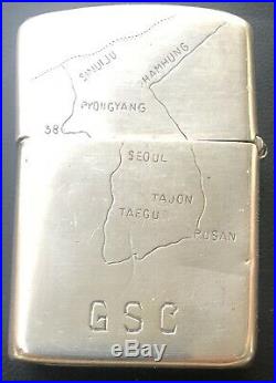 Vintage Korean War Arm Air Force 98th Bomb Wing 950 Silver Zippo Lighter With Map