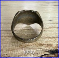 Vintage Korean War Brass Trench Art Ring Skull