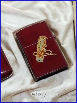 Vintage Korean War Crimson Cigarette Case & Lighter Clean Cut Dragon Mfg Co MINT