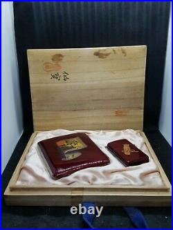 Vintage Korean War Crimson Cigarette Case & Lighter Clean Cut Dragon Mfg Co MINT