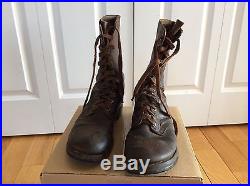 Vintage Korean War Early 1950's Brown Leather Combat War Men's Boots 8.5 D