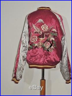 Vintage Korean War / Embroidered Reversible Tiger Souvenir Tour Jacket MED