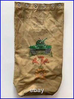 Vintage Korean War Era Belgian Military Army Canvas Bag Hand Painted Trench Art