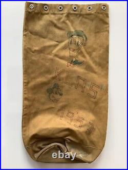 Vintage Korean War Era Belgian Military Army Canvas Bag Hand Painted Trench Art