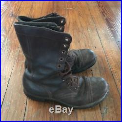 Vintage Korean War Era Brown Leather Combat Boots Mens 9.5 D