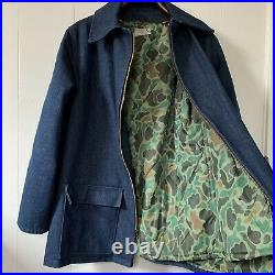Vintage Korean War Era Militaria Private Purchase Denim Work Jacket w Camo Liner