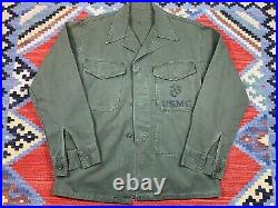 Vintage Korean War Era P53 Issued HBT Shirt Jacket US Military Named USMC 34