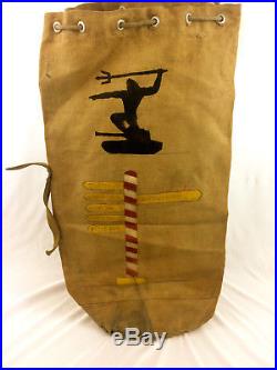 Vintage Korean War Era Painted Military Sea Bag Belgium France 1950s Trench Art