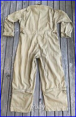 Vintage Korean War Flight Suit Beige Pilot Summer Flying Lion Uniform 42 Short