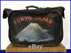 Vintage Korean War Folk Art Painted Military Denim Suitcase WWII Japan Pinup NR