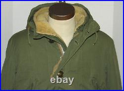 Vintage Korean War M-1947 Overcoat Parka With Heavy Liner! Hood! M-47 Coat! Med