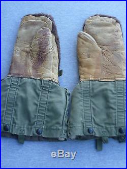 Vintage Korean War Military Issue Alpaca Backed Lined Artic Gloves Mittens Small