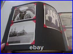 Vintage Korean War Naval Sailors Photo Album Over 140 Photos Red Album