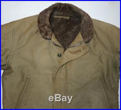 Vintage Korean War Navy Deck Jacket 46 USN Alpaca Lined Distressed NICE