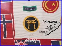 Vintage Korean War Scarf Fabric Flag The United Nations Japan Korea
