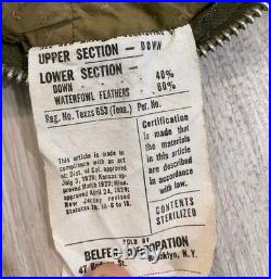 Vintage Korean War U. S. Casualty Down Sleeping Bag Arctic Military Fur Hood