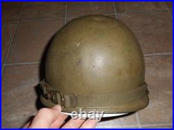 Vintage Korean War US Army M51 steel helmet with liner by CAPAC Named