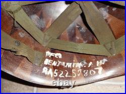 Vintage Korean War US Army M51 steel helmet with liner by CAPAC Named