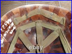 Vintage Korean War US Army M51 steel helmet with liner by CAPAC Named