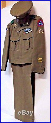 Vintage Korean War US Army Uniform Ike Jacket 36S Trousers 32x29 Hat 6 7/8