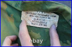 Vintage Korean War Usmc Shelter Half Tent Camouflage W Straps 1953 Iowa Fibre