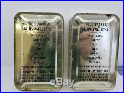 Vintage LOT OF 2 Military Korean War Food Packet Survival ST-2 Cigarettes Ration