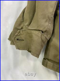 Vintage M 1943 Field Jacket Khaki Green Korean War Size 34R Drawing on Back
