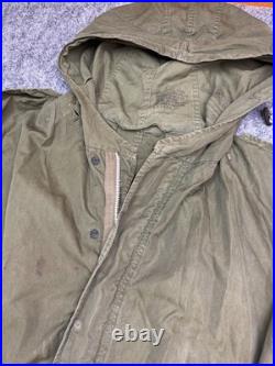Vintage M-1951 Fishtail Parka Shell Jacket Army Green US Military M51 Korean War