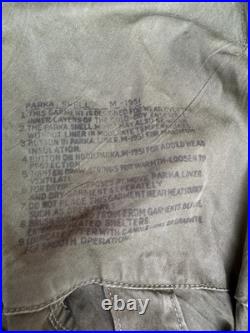 Vintage M-1951 Fishtail Parka Shell Jacket Army Green US Military M51 Korean War