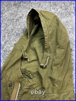 Vintage M-1951 Fishtail Parka Shell Jacket Army Green US Military M51 Korean War