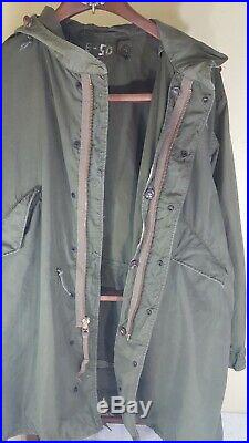 Vintage M-1951 Korean War Era Army Fishtail Green Parka Coat Shell M51 M-51