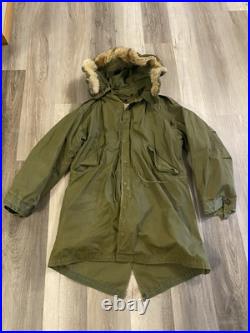Vintage M-1951 M51 Korean War Fishtail Parka COMPLETE 50s Fur Hood With liner Med