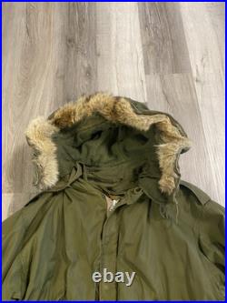 Vintage M-1951 M51 Korean War Fishtail Parka COMPLETE 50s Fur Hood With liner Med